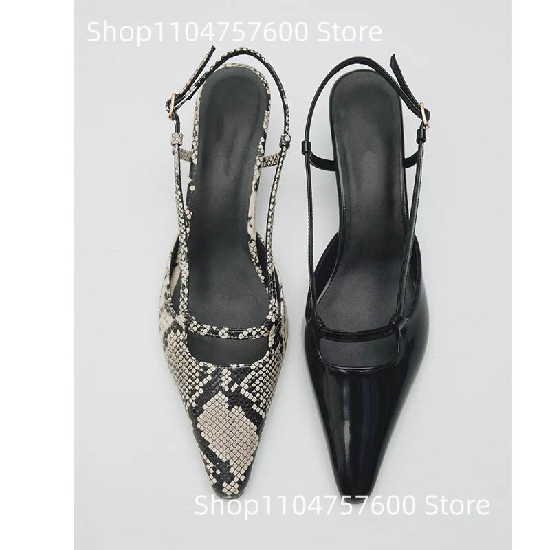 Home Office Makeover - Kadın Slingback Sivri Burun Alçak İnce